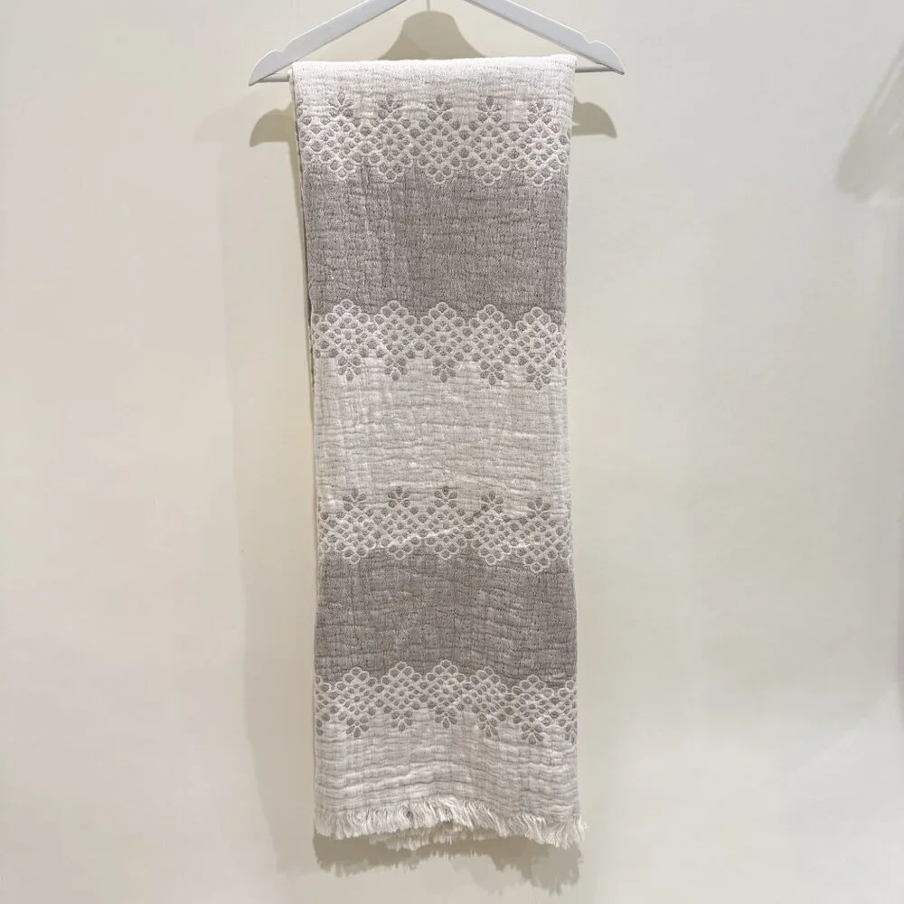 Piscatexil Staggered Drops Throw Blanket Neutral Gray/Creme